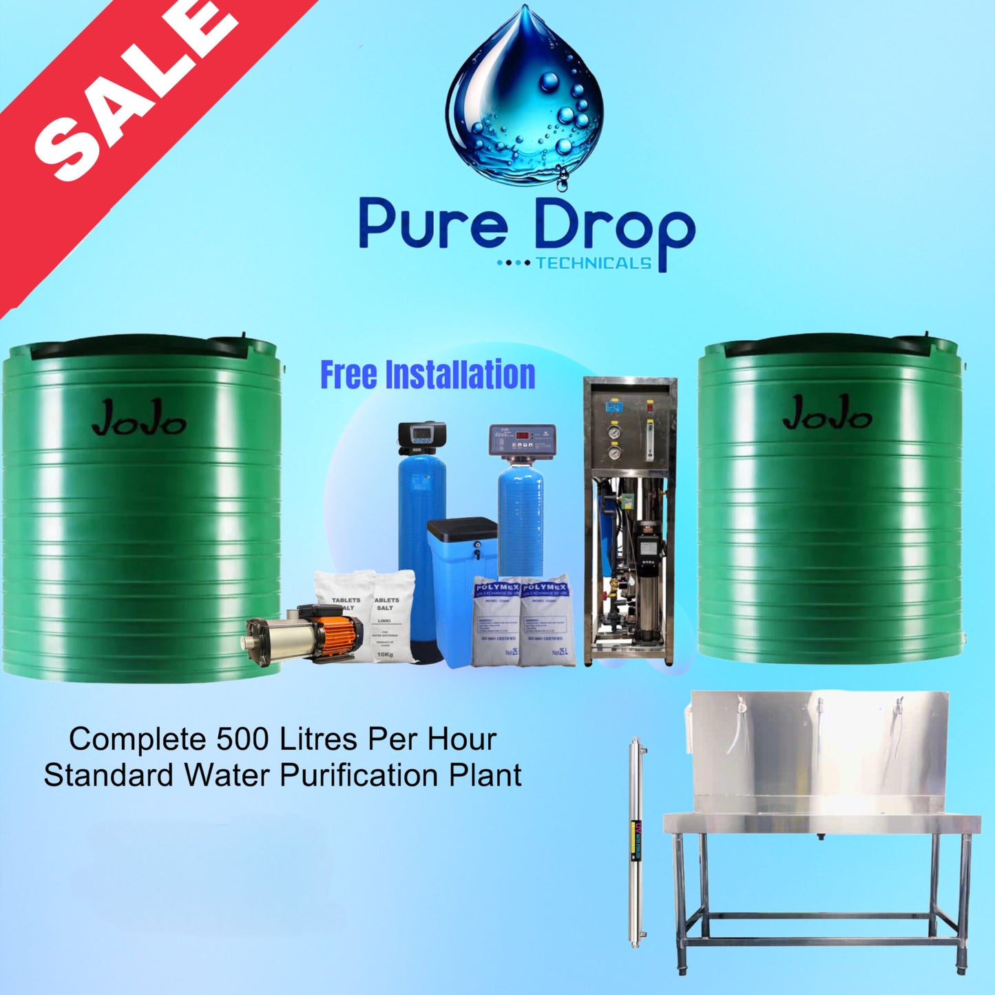 500 Litres Per Hour Standard Water Purification Plant