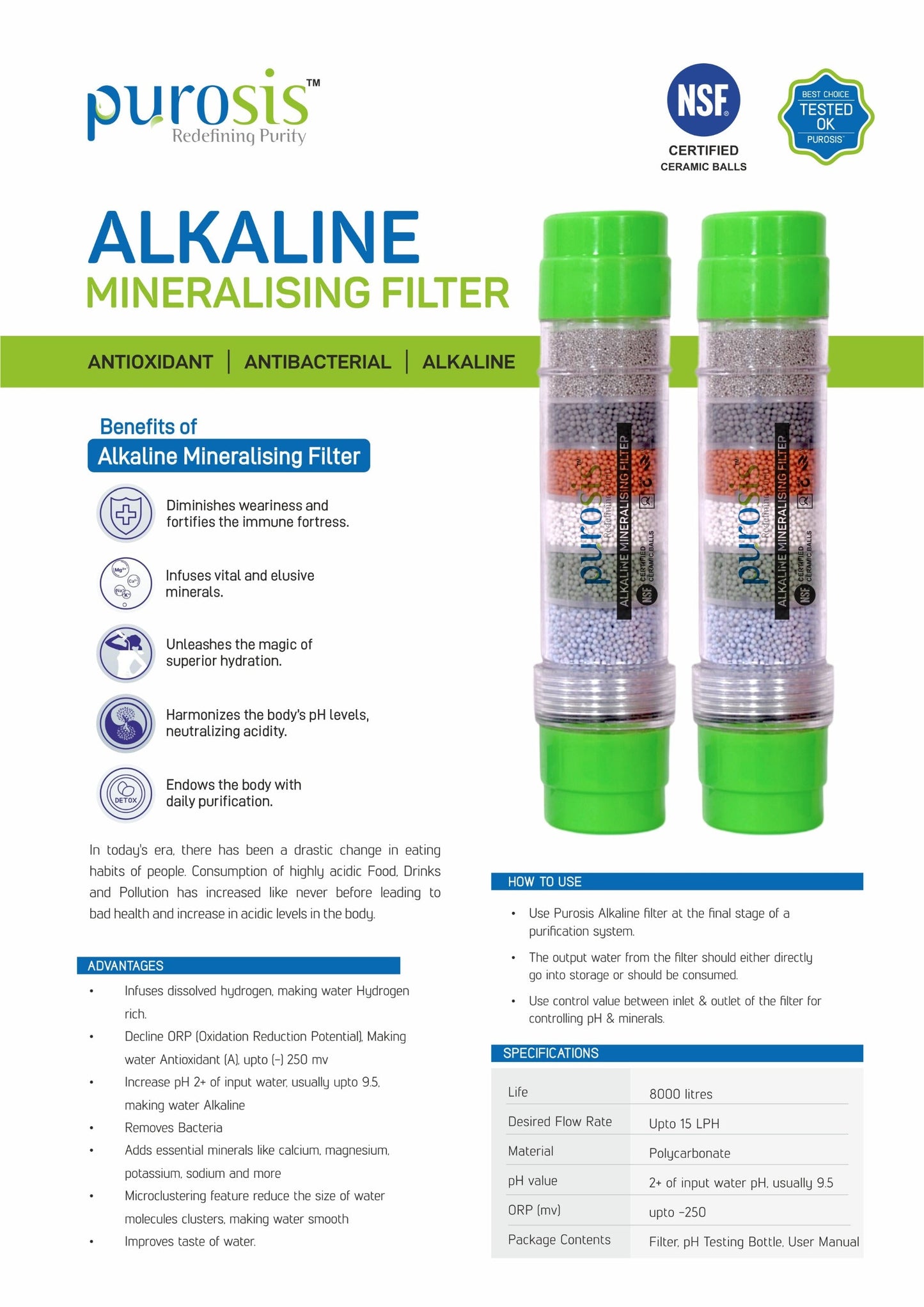 Purosis Alkaline Mineralizing Filter